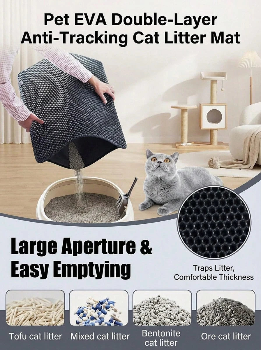 Honeycomb Cat Litter Mat | EVA Anti-Tracking & Waterproof Litter Trap Mat