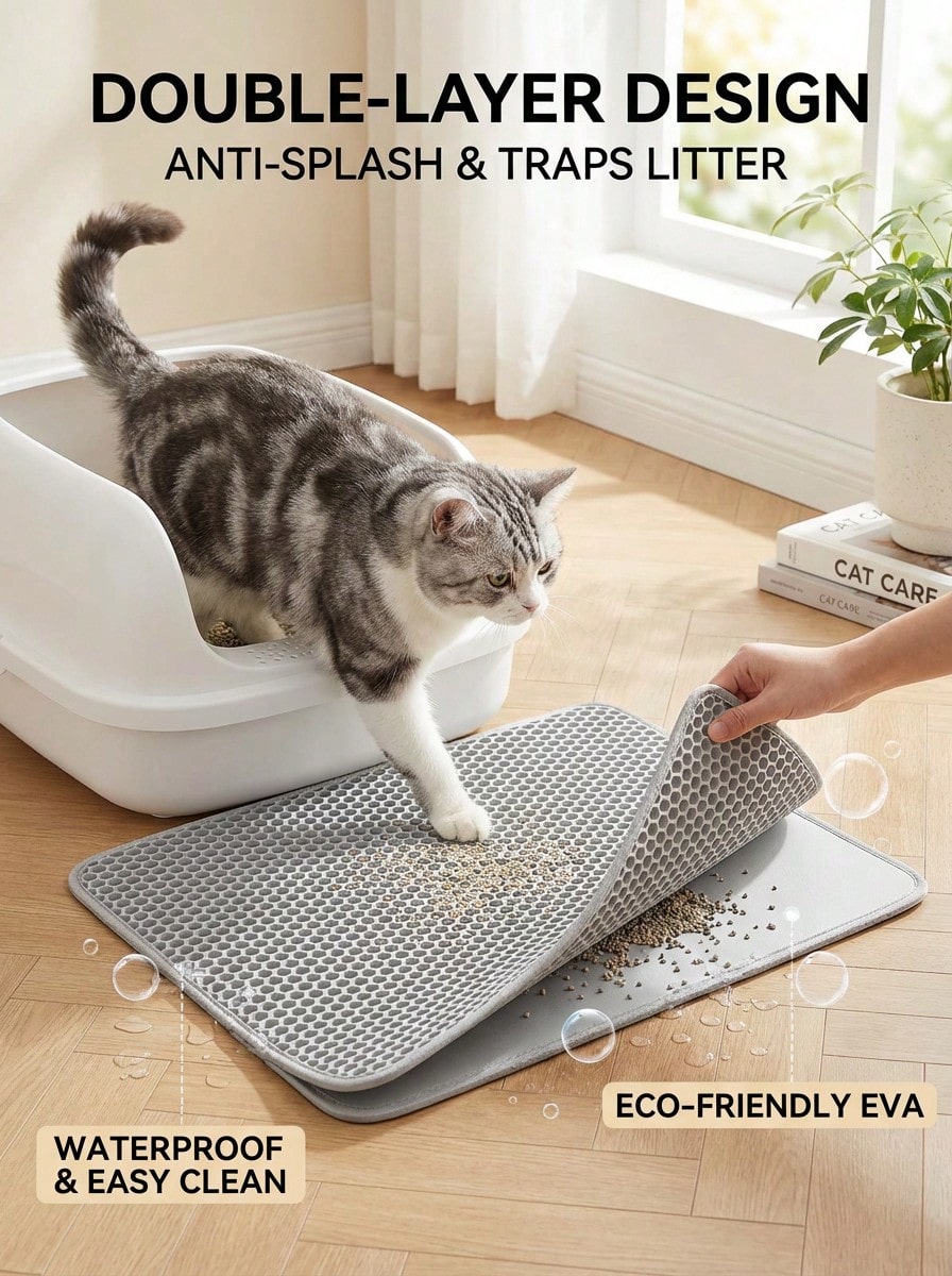 Honeycomb Cat Litter Mat | EVA Anti-Tracking & Waterproof Litter Trap Mat