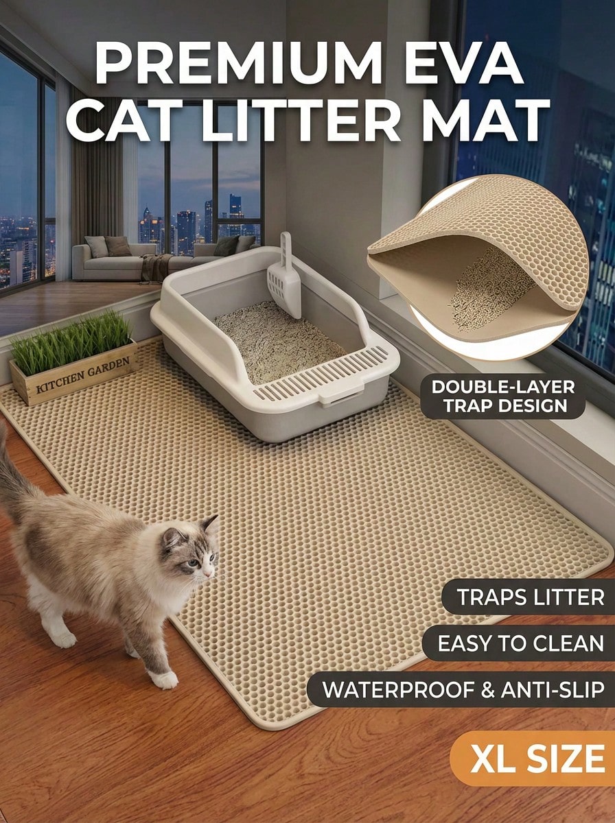 Honeycomb Cat Litter Mat | EVA Anti-Tracking & Waterproof Litter Trap Mat
