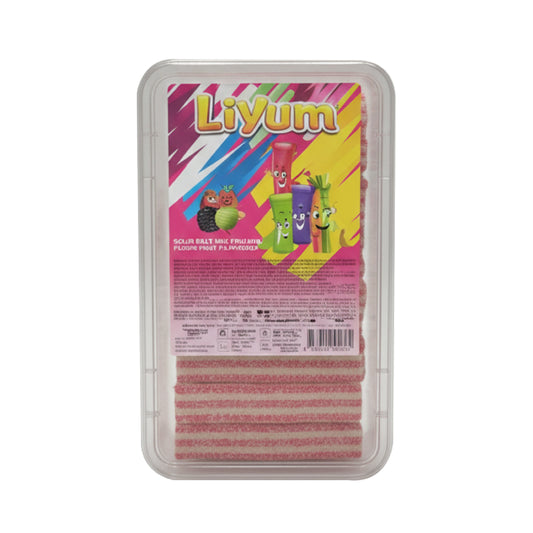 LIYUM Jellies: White & Pink Sour Belts with mixed fruits flavor (1500g)