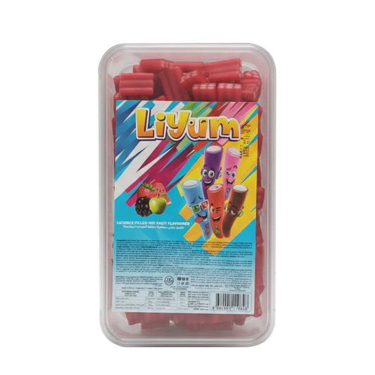 LIYUM Jellies: Red Licorice squares with red filling in mixed fruits flavor (1500g)