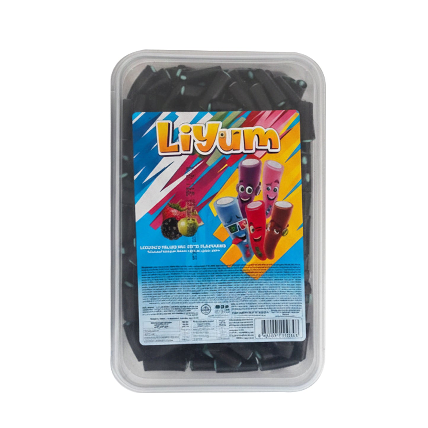 LIYUM Jellies: Black Licorice bites with green filling in mixed fruits flavor (1500g)