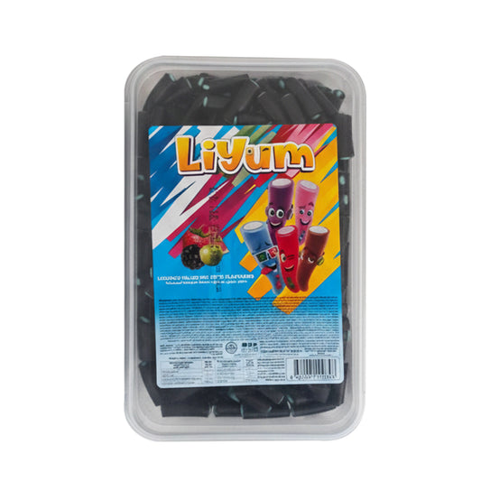 LIYUM Jellies: Black Licorice bites with green filling in mixed fruits flavor (1500g)