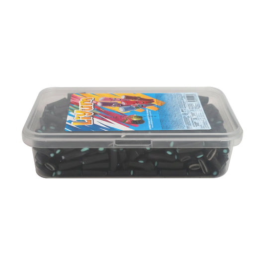 LIYUM Jellies: Black Licorice bites with green filling in mixed fruits flavor (1500g)