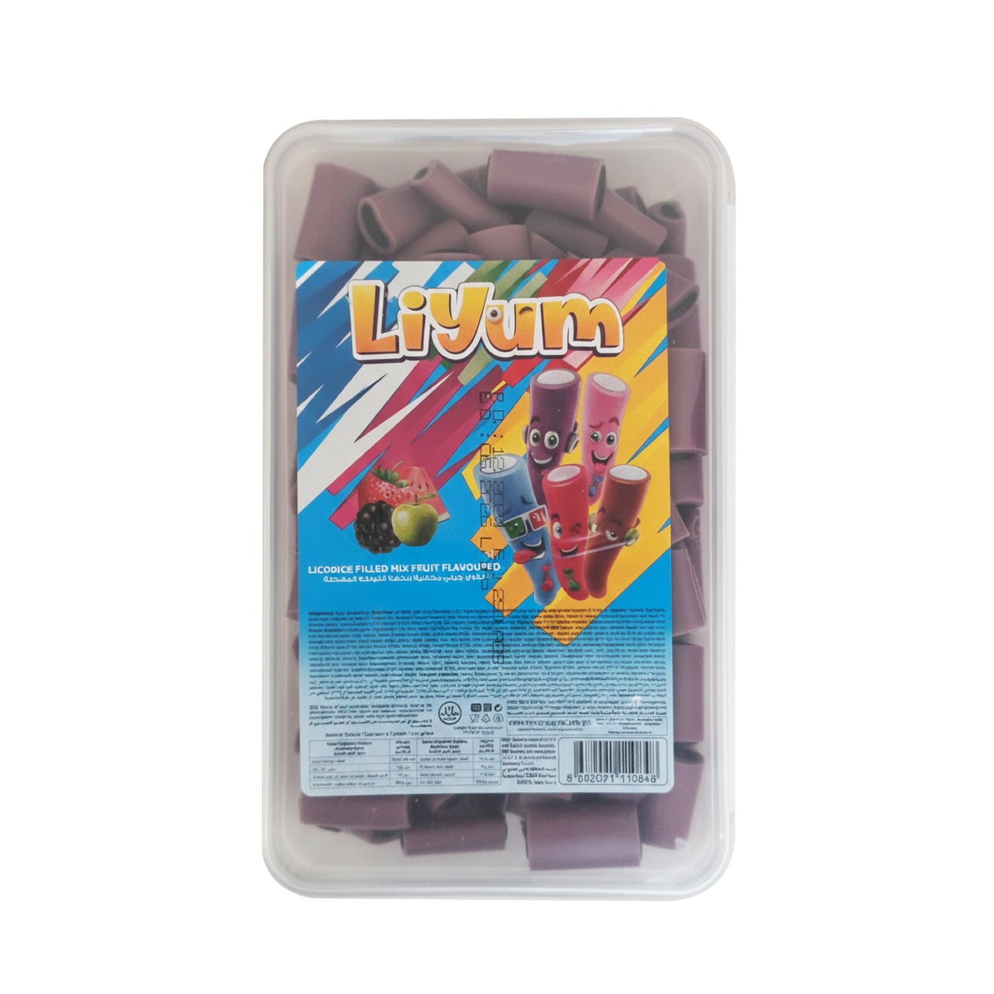 LIYUM Jellies: Purple Licorice bites Filled with mixed fruits flavor (1500g)