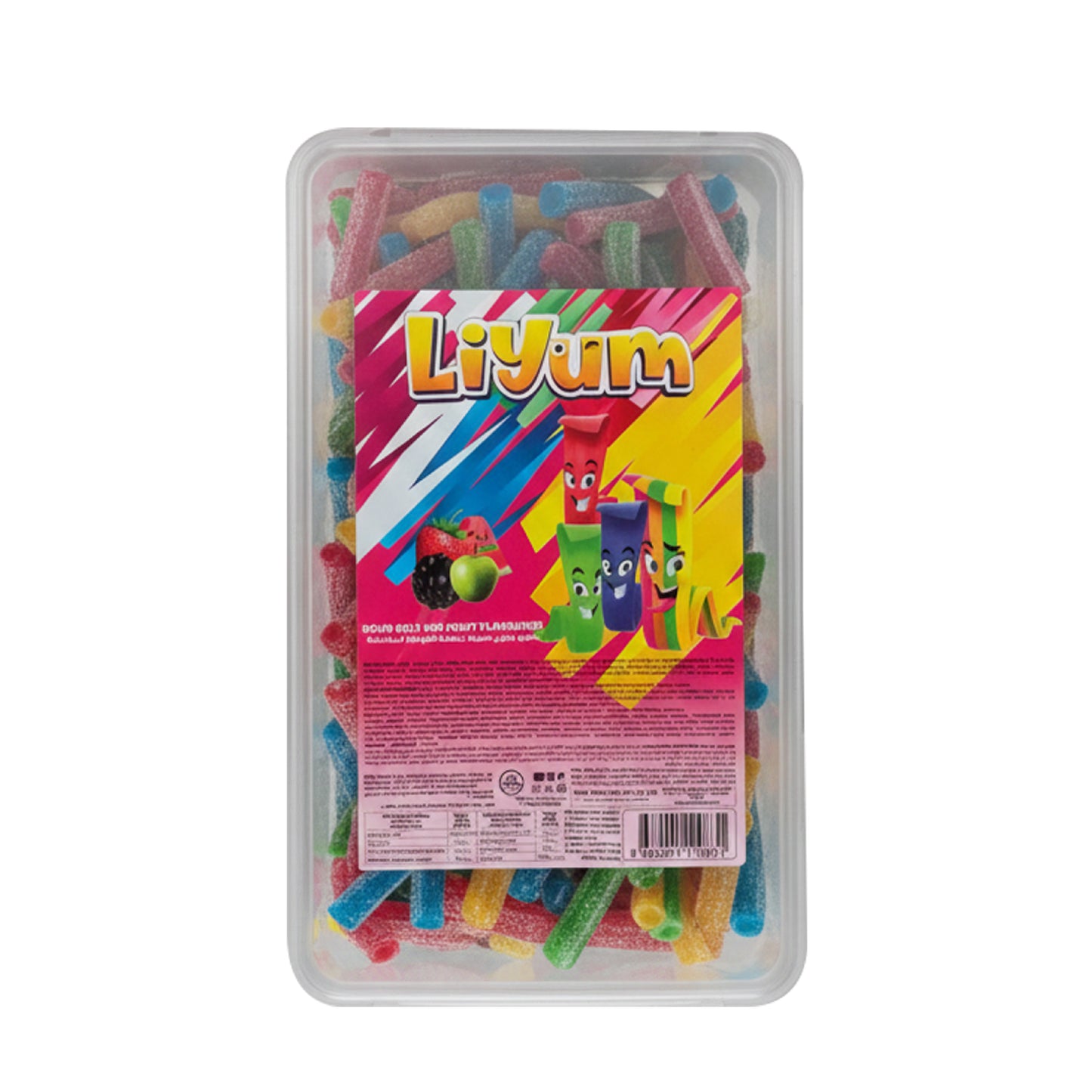 LIYUM Jellies:  Multi color Sour small Belts in mixed fruits flavor (1000g)