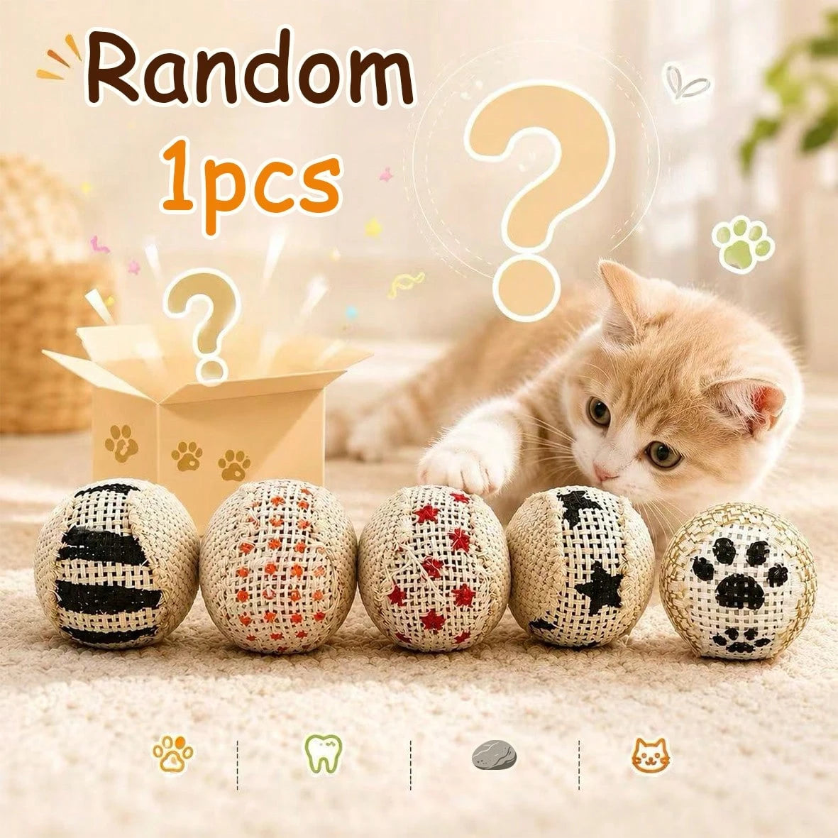 4-Piece Sisal Cat Toy Balls | Interactive Chasing Toys for Cats