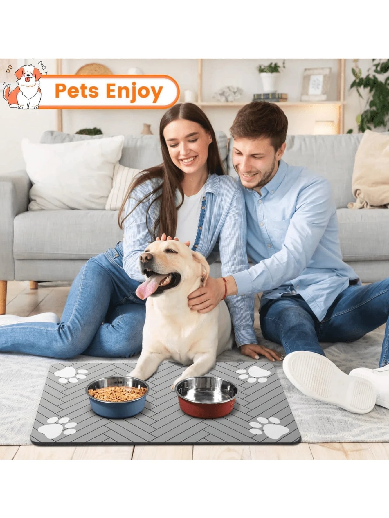 Fast-Drying Pet Feeding Mat | Absorbent Waterproof Food & Water Bowl Mat