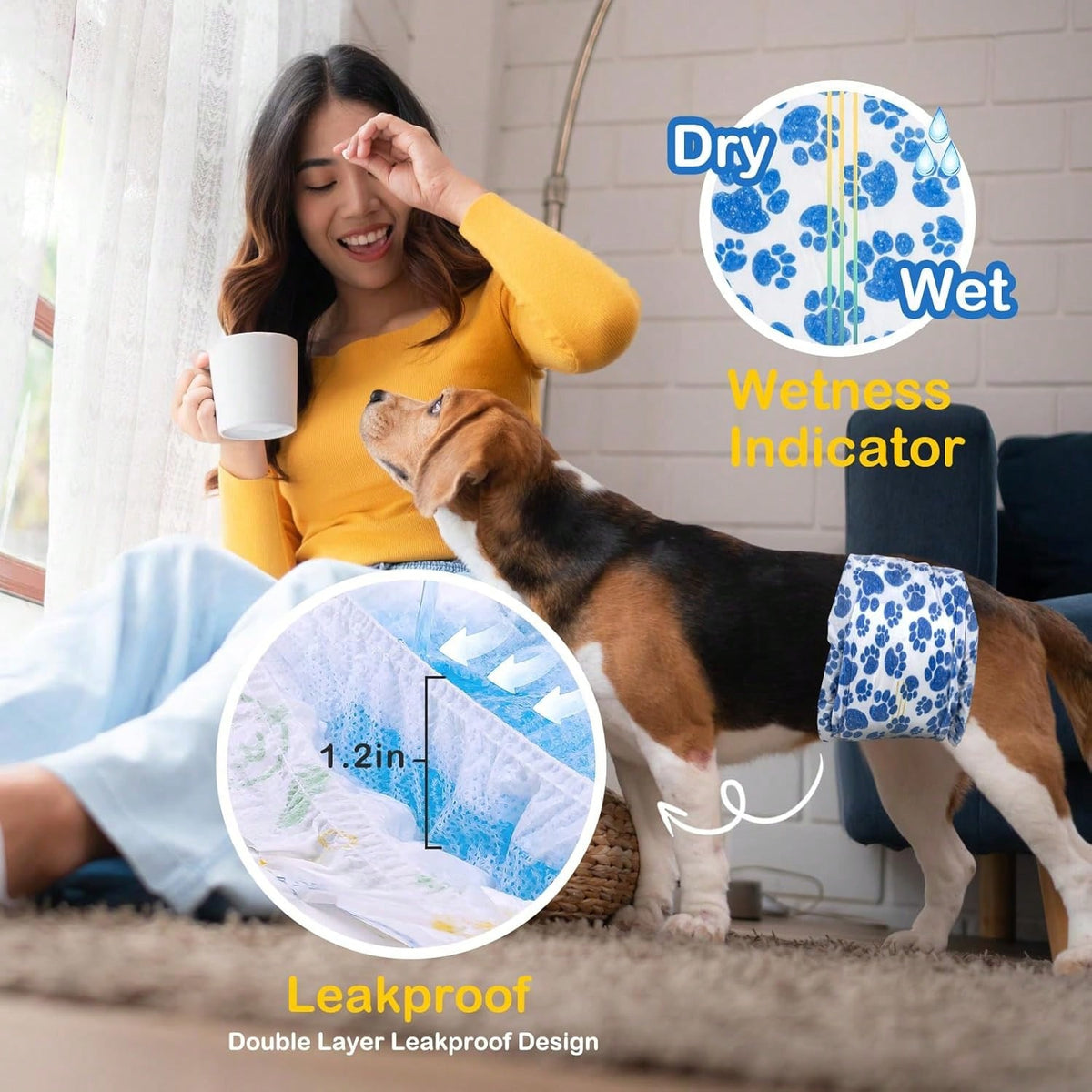Disposable Male Dog Diapers 10-Pack | Leak-Proof Protection for Senior & Active Dogs