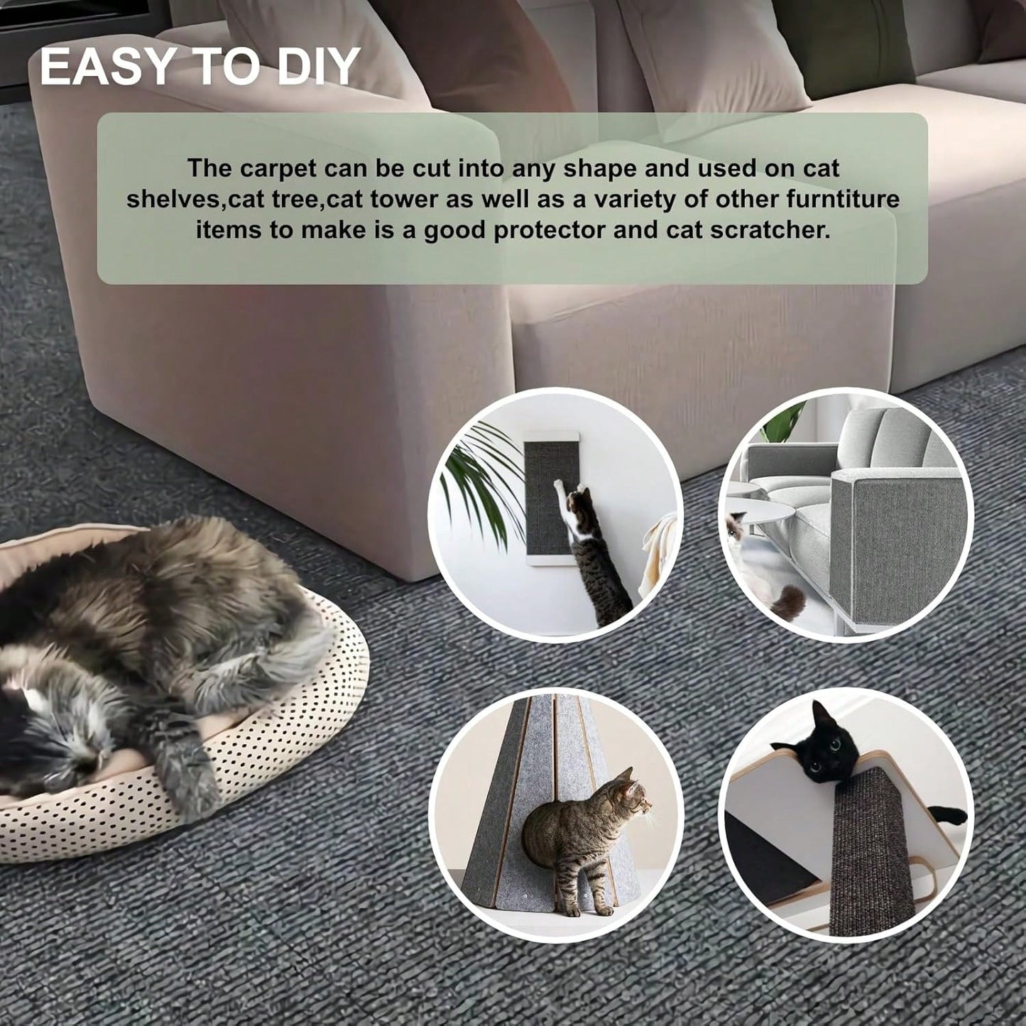 Self-Adhesive Cat Scratching Mat | Trimmable Furniture Protector