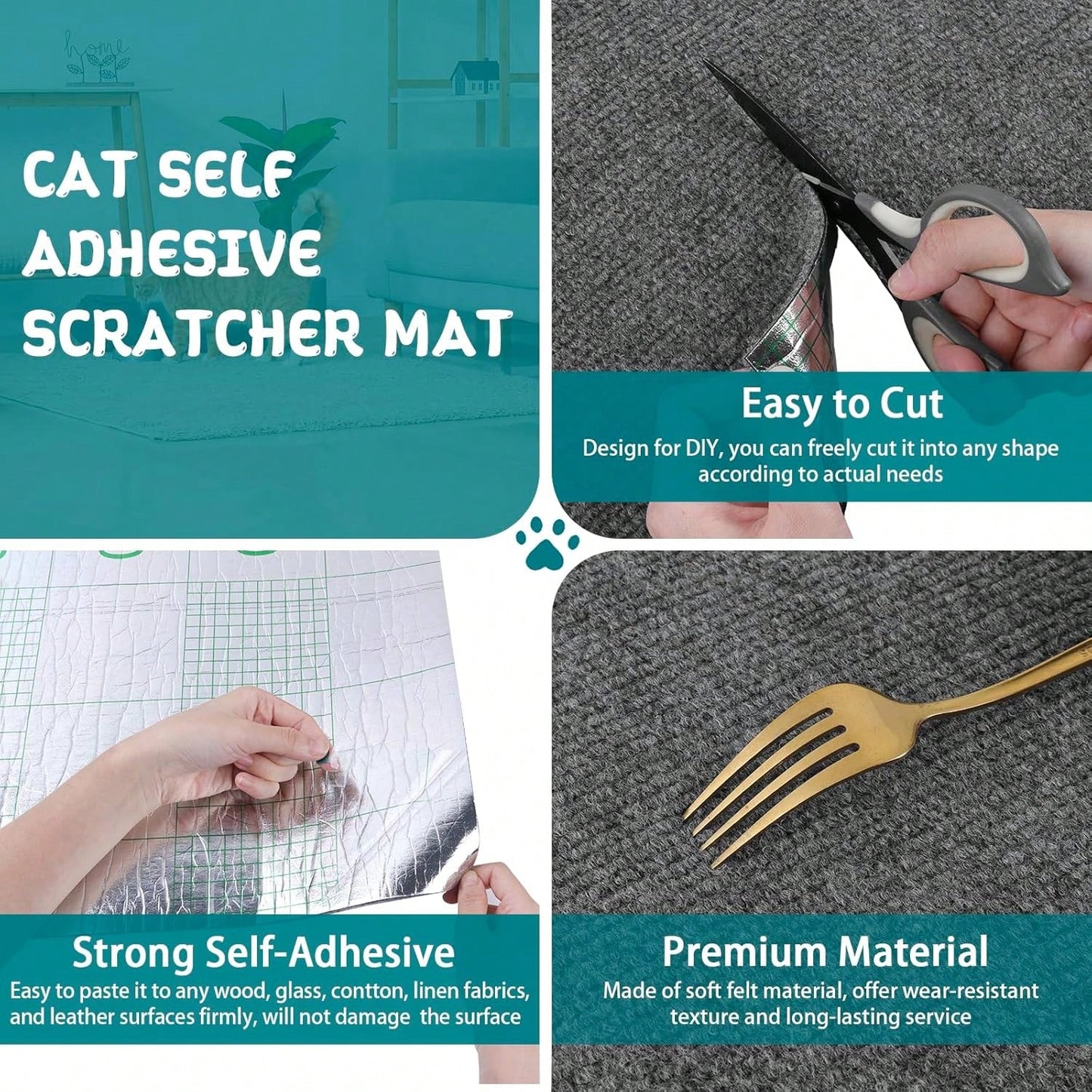 Self-Adhesive Cat Scratching Mat | Trimmable Furniture Protector