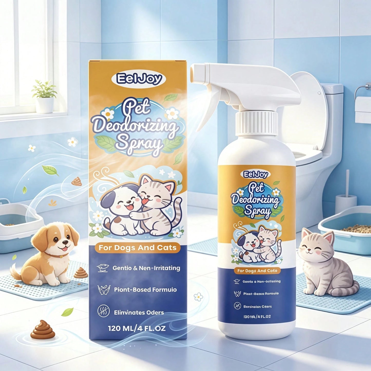 120ml Pet Deodorizing Spray – Cat & Dog Urine Odor & Stain Remover