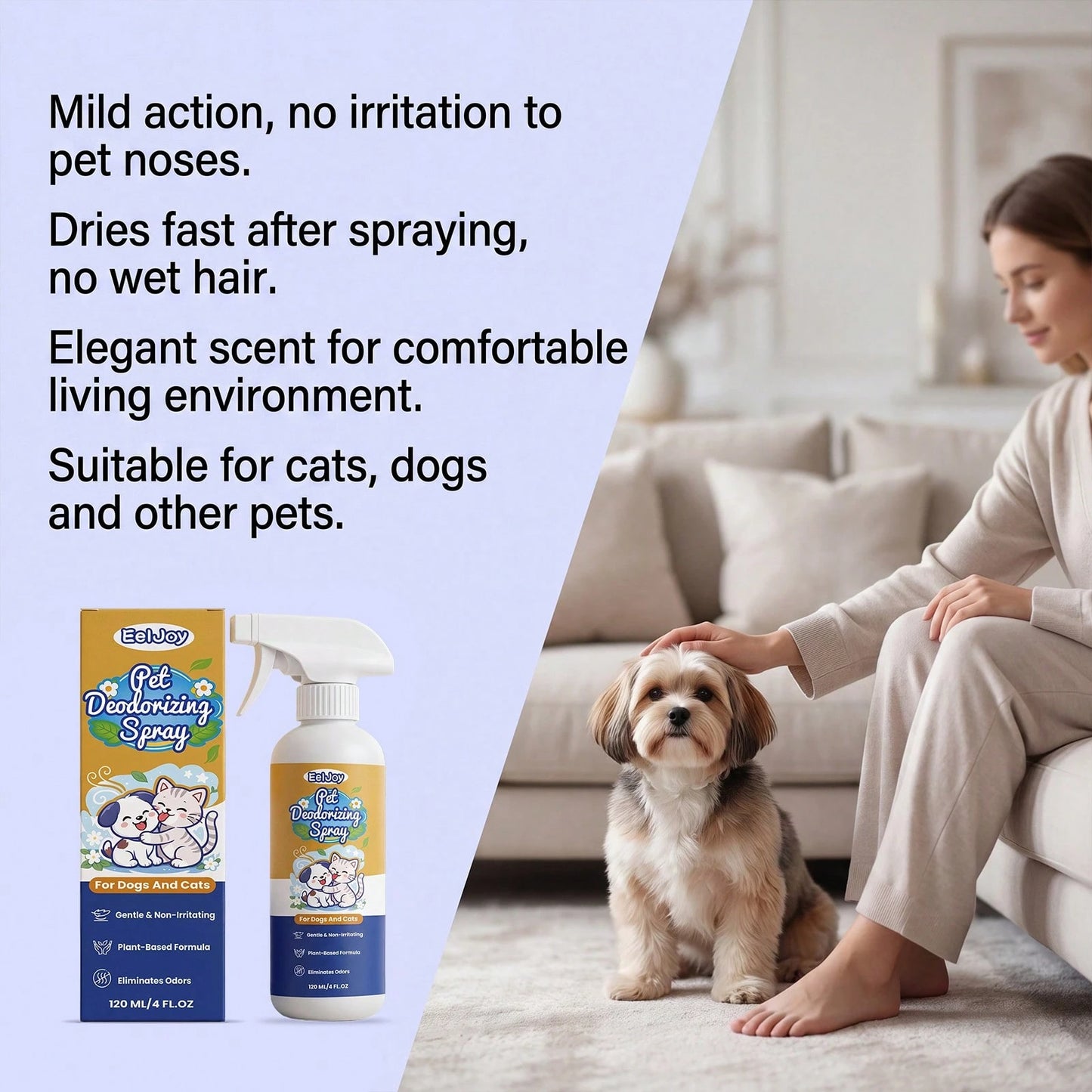 120ml Pet Deodorizing Spray – Cat & Dog Urine Odor & Stain Remover