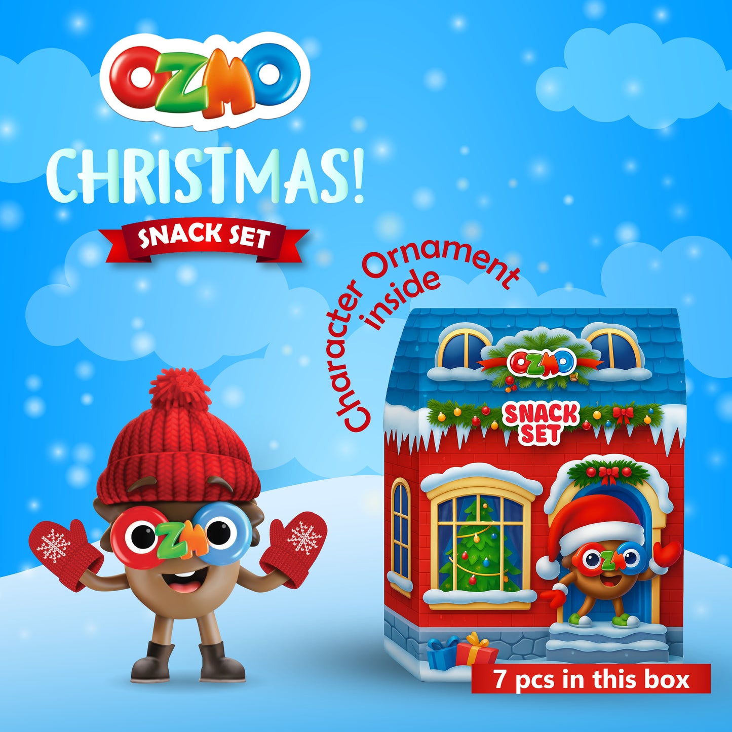 OZMO Christmas Snack Set with Character Ornament Inside