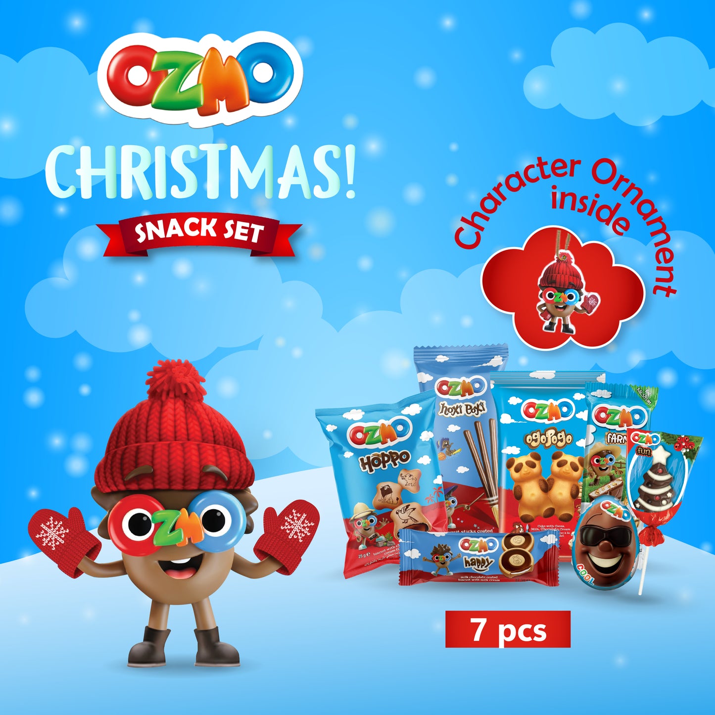 OZMO Christmas Snack Set with Character Ornament Inside