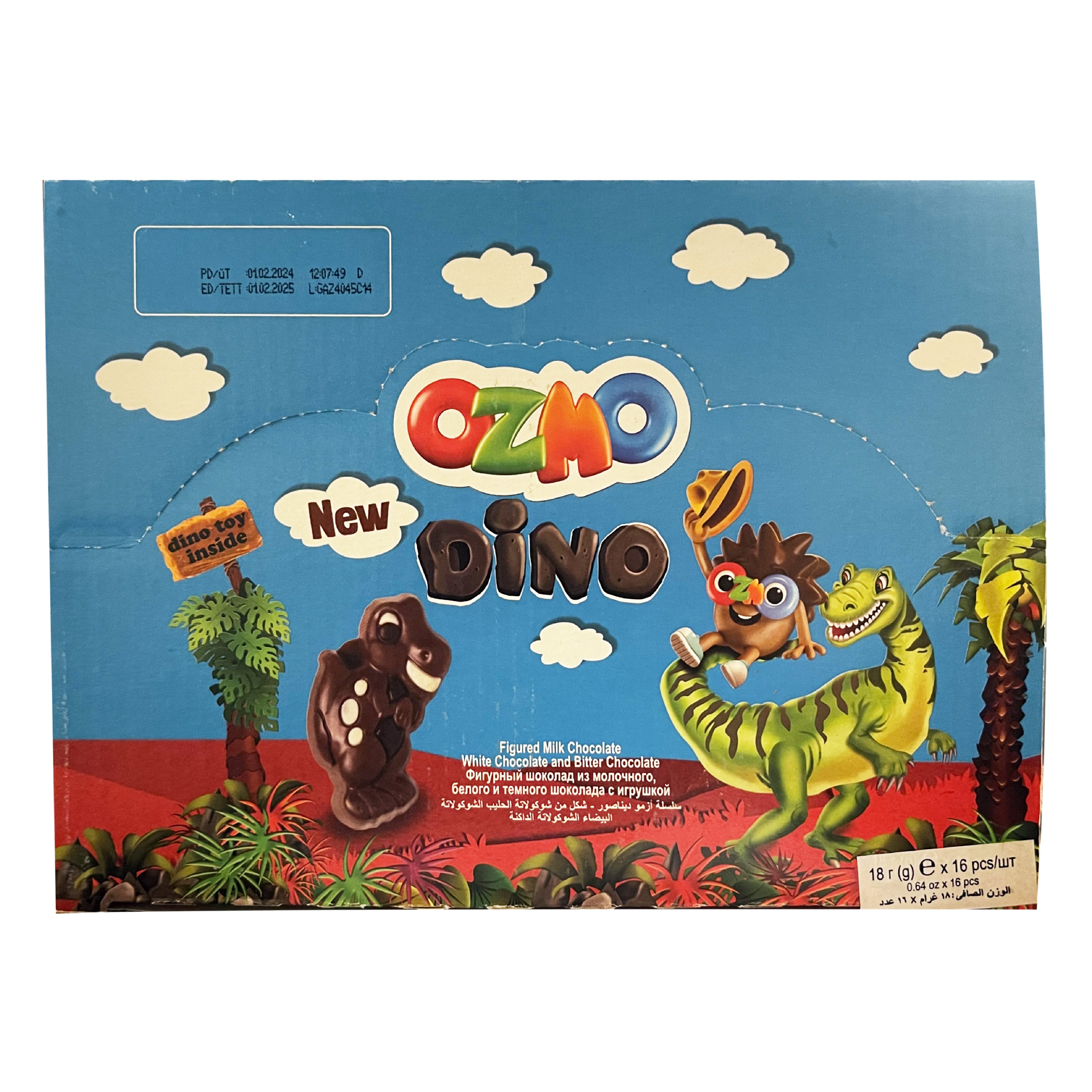 OZMO Dino: Dinosaurs Shaped Chocolate + dinosaur toy (18g) - 16 Pieces per box