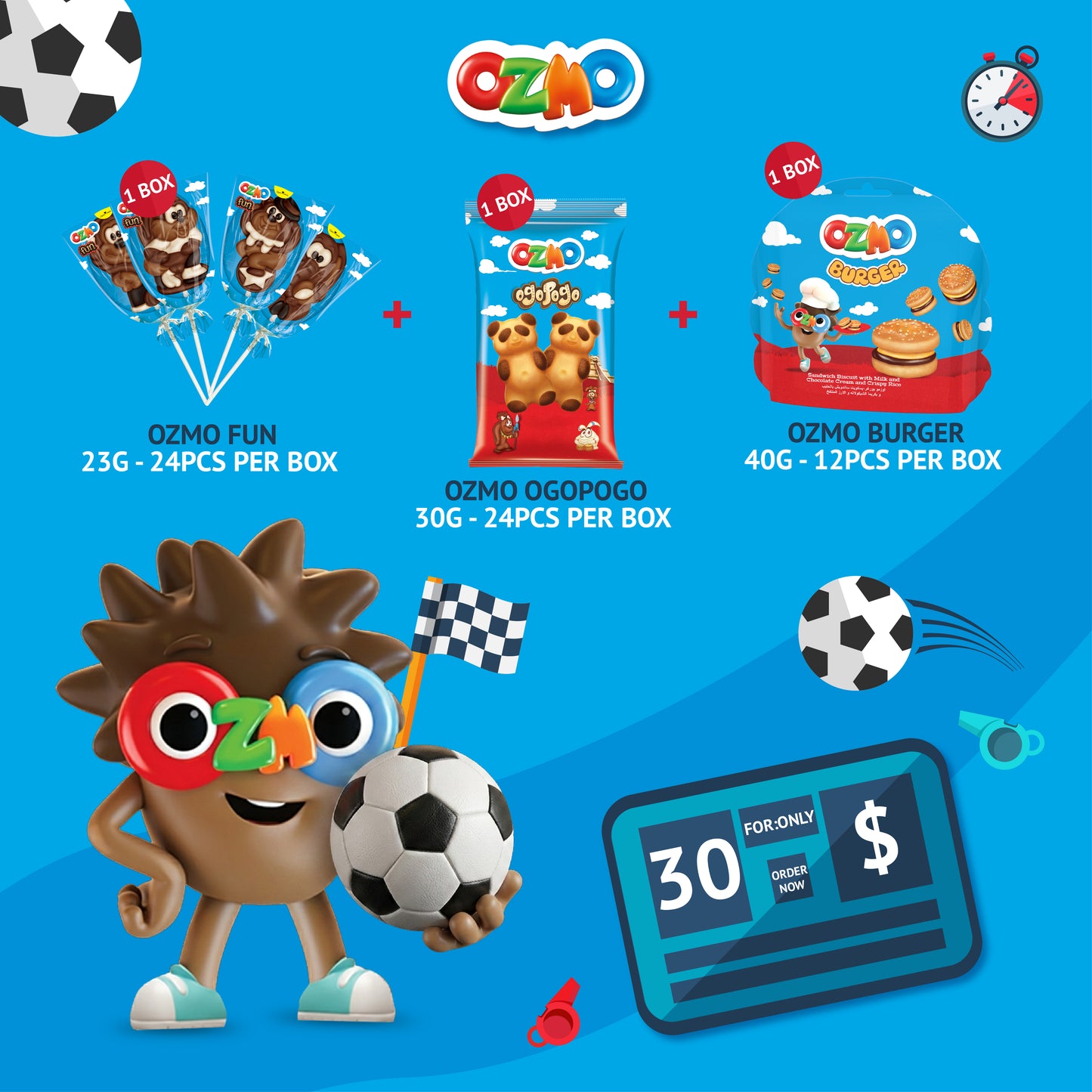 OZMO World Cup Bundle offer: Fun + Ogopogo + Burger