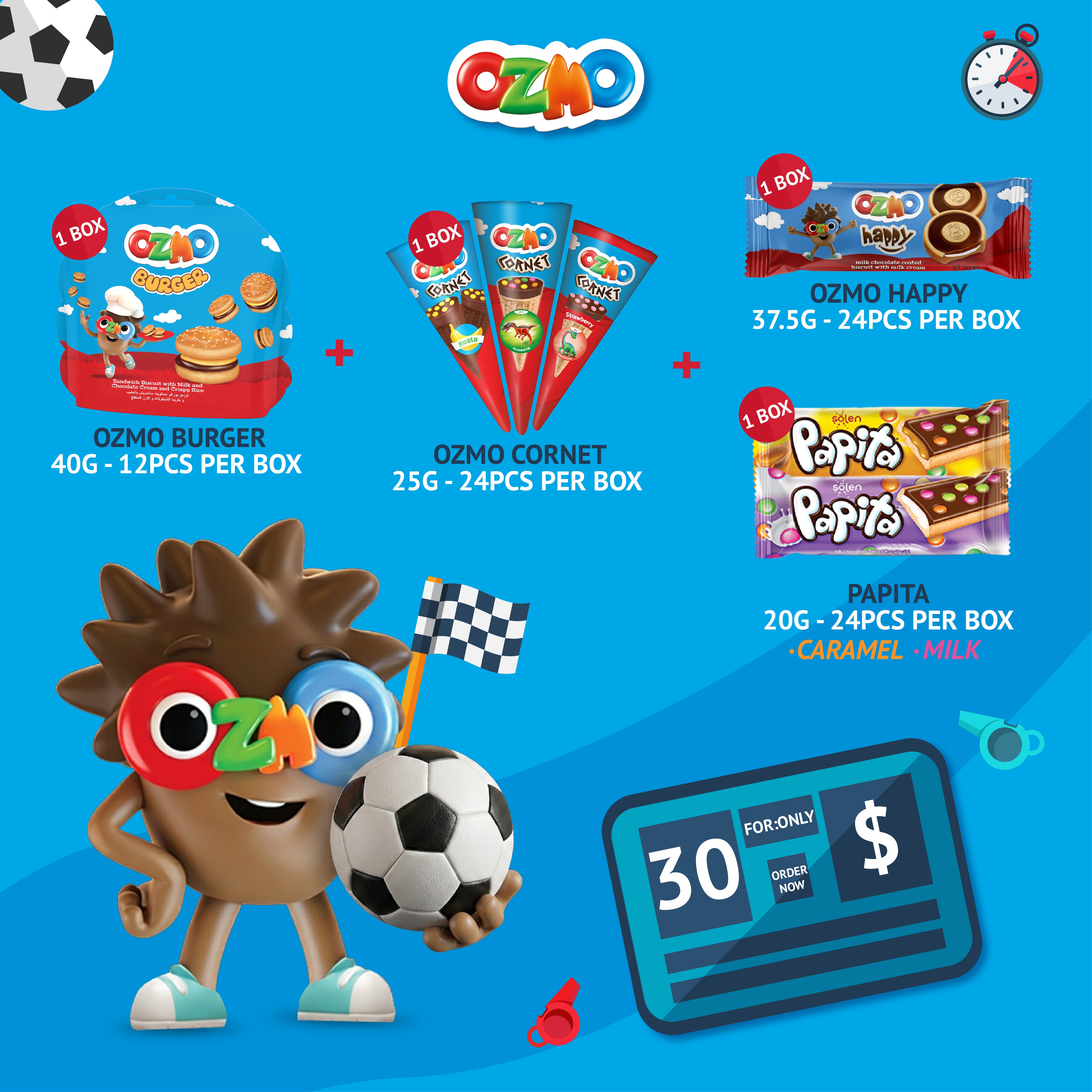 OZMO World Cup Bundle offer: Burger + Cornet + Happy + Papita