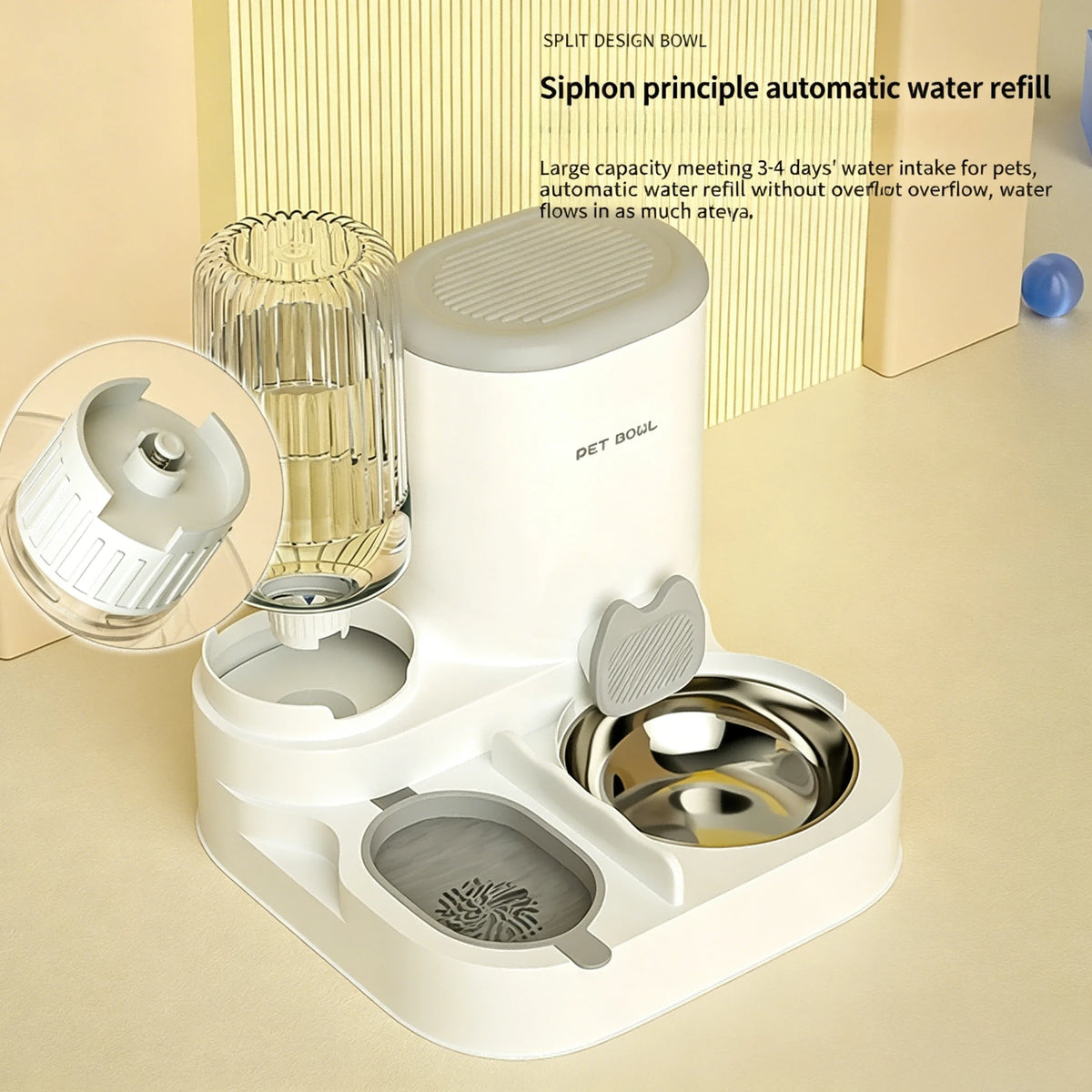 2-in-1 Pet Feeding & Water Station | Automatic Water Dispenser Bowl for Cats & Dogs