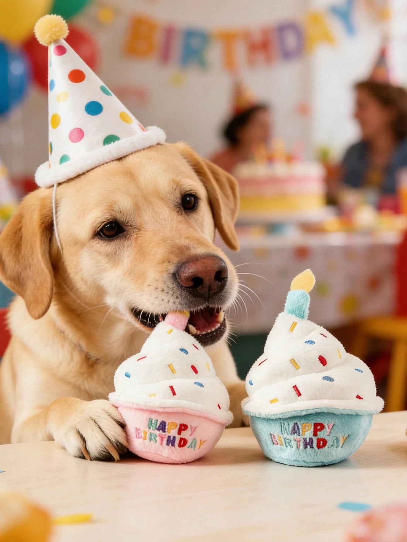 Interactive Pet Birthday Cake Toy with Sound for Dogs & Cats | Plush Birthday Party Toy