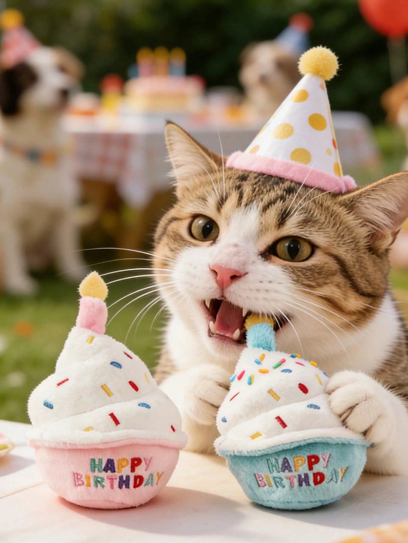Interactive Pet Birthday Cake Toy with Sound for Dogs & Cats | Plush Birthday Party Toy