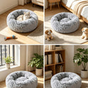 Plush Round Pet Bed – Soft Cozy Cat & Dog Bed with Non-Slip Base