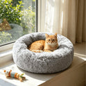 Plush Round Pet Bed – Soft Cozy Cat & Dog Bed with Non-Slip Base