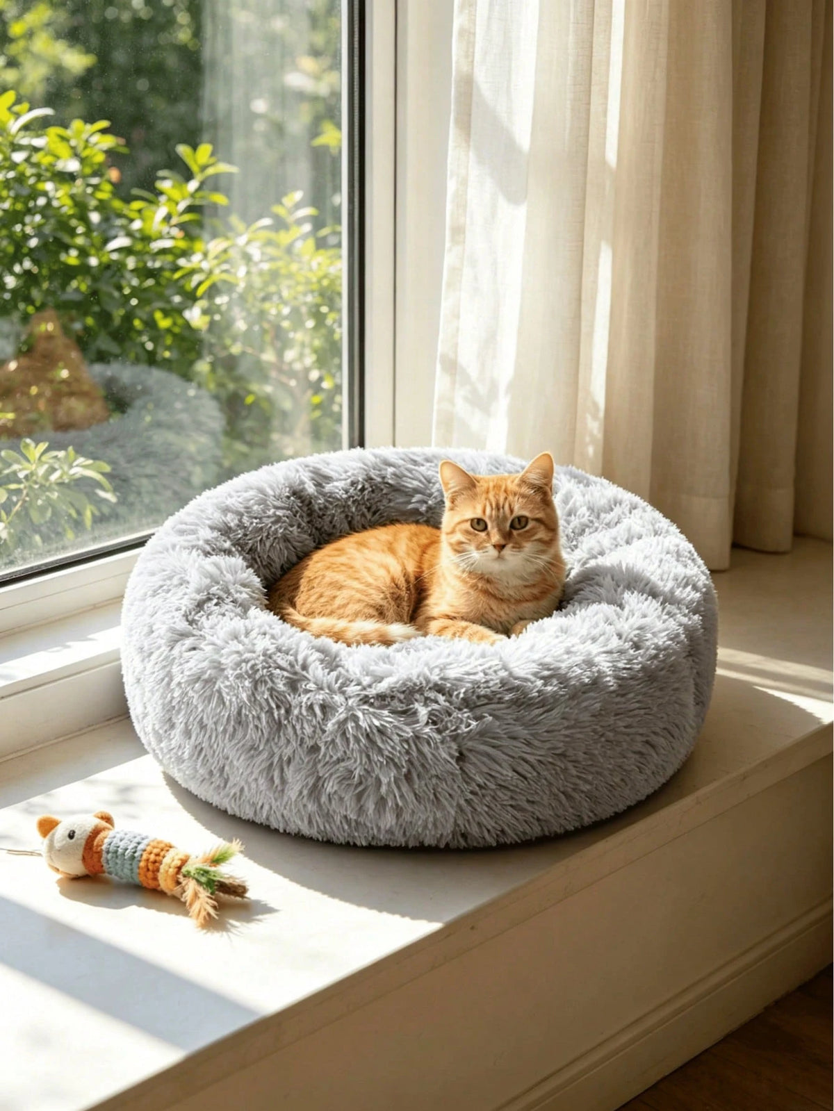 Plush Round Pet Bed – Soft Cozy Cat & Dog Bed with Non-Slip Base
