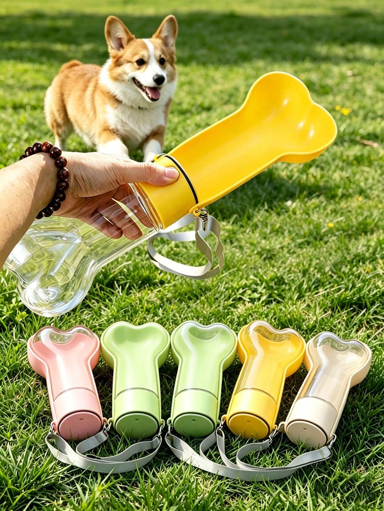 Portable Bone-Shaped Pet Water Bottle & Bowl for Dogs & Cats