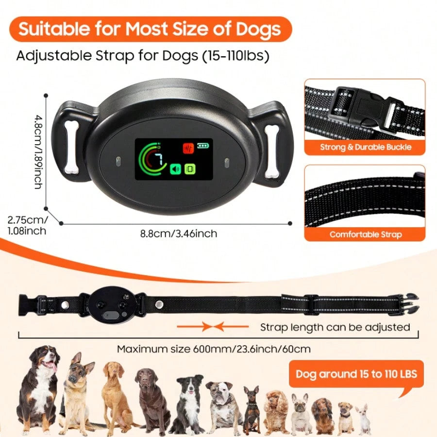 No-Shock Dog Training Collar – 3-Mode Vibration & Beep Anti-Bark Collar
