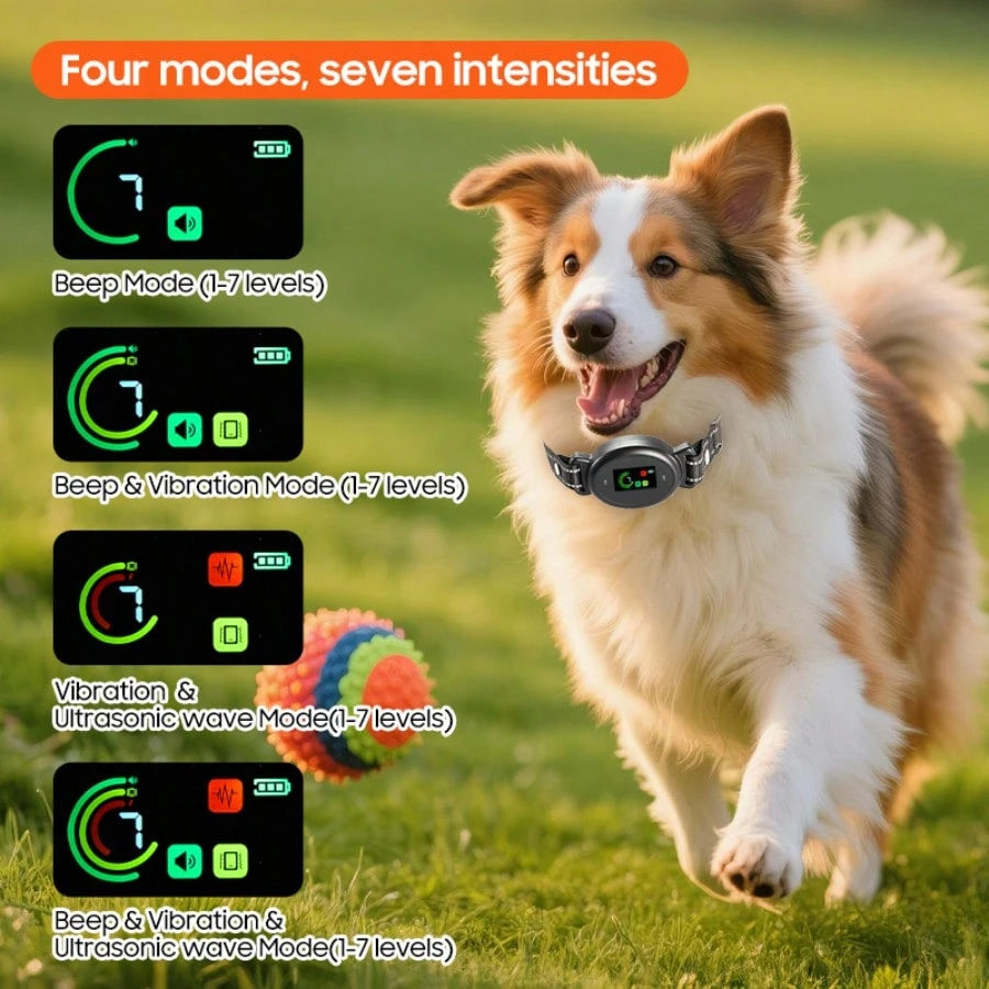 No-Shock Dog Training Collar – 3-Mode Vibration & Beep Anti-Bark Collar