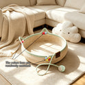 Woven Rattan Cat Bed with Scratching Board & Play Ball – Handmade Pet Nest