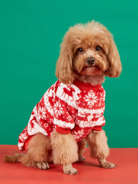 Christmas Pet Sweater – 2-Legged Fleece Pullover for Dogs & Cats