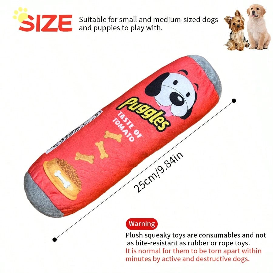 Potato Chip Plush Dog Toy with Squeaker | Interactive Chew Toy for Puppies & Small Dogs (set of 2 pieces))