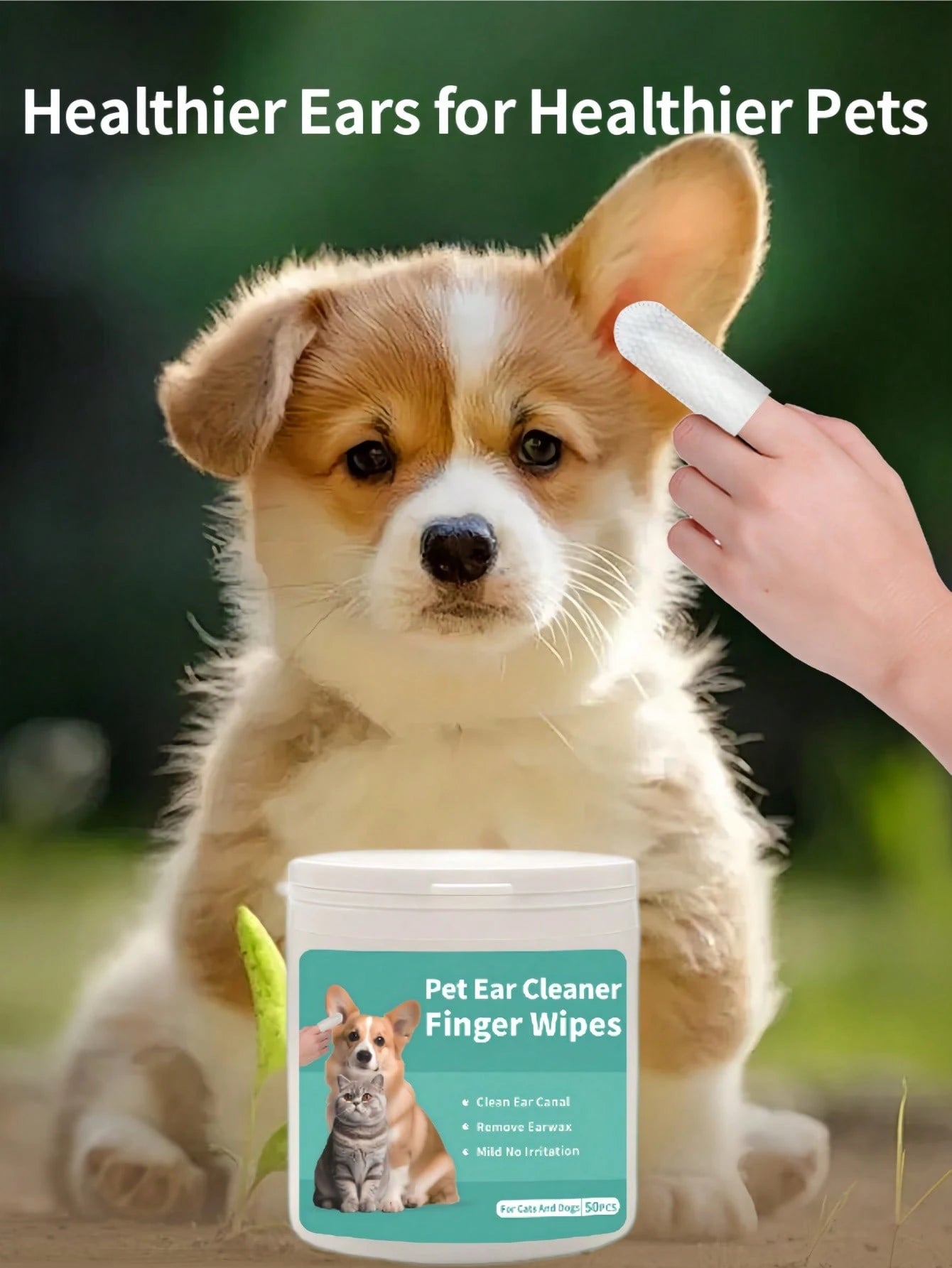 50pcs Pet Ear Cleaning Wipes | Coconut Scent for Dogs & Cats