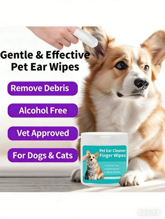 50pcs Pet Ear Cleaning Wipes | Coconut Scent for Dogs & Cats