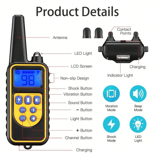 2600ft Remote Dog Training Collar | Waterproof & Rechargeable