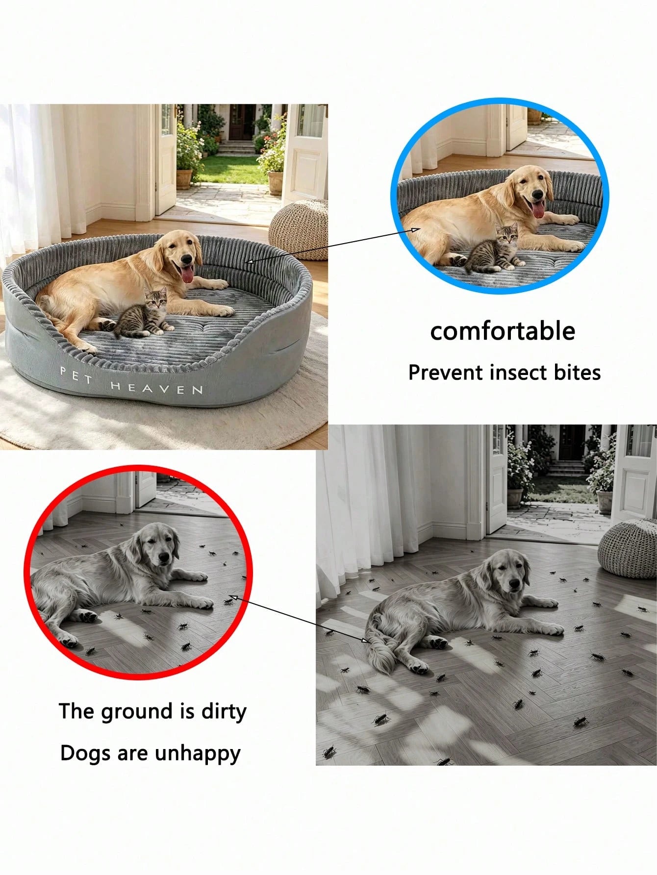 High-Cushion Pet Sofa Bed – Washable Non-Slip Bed for Cats and Small to Large Dogs