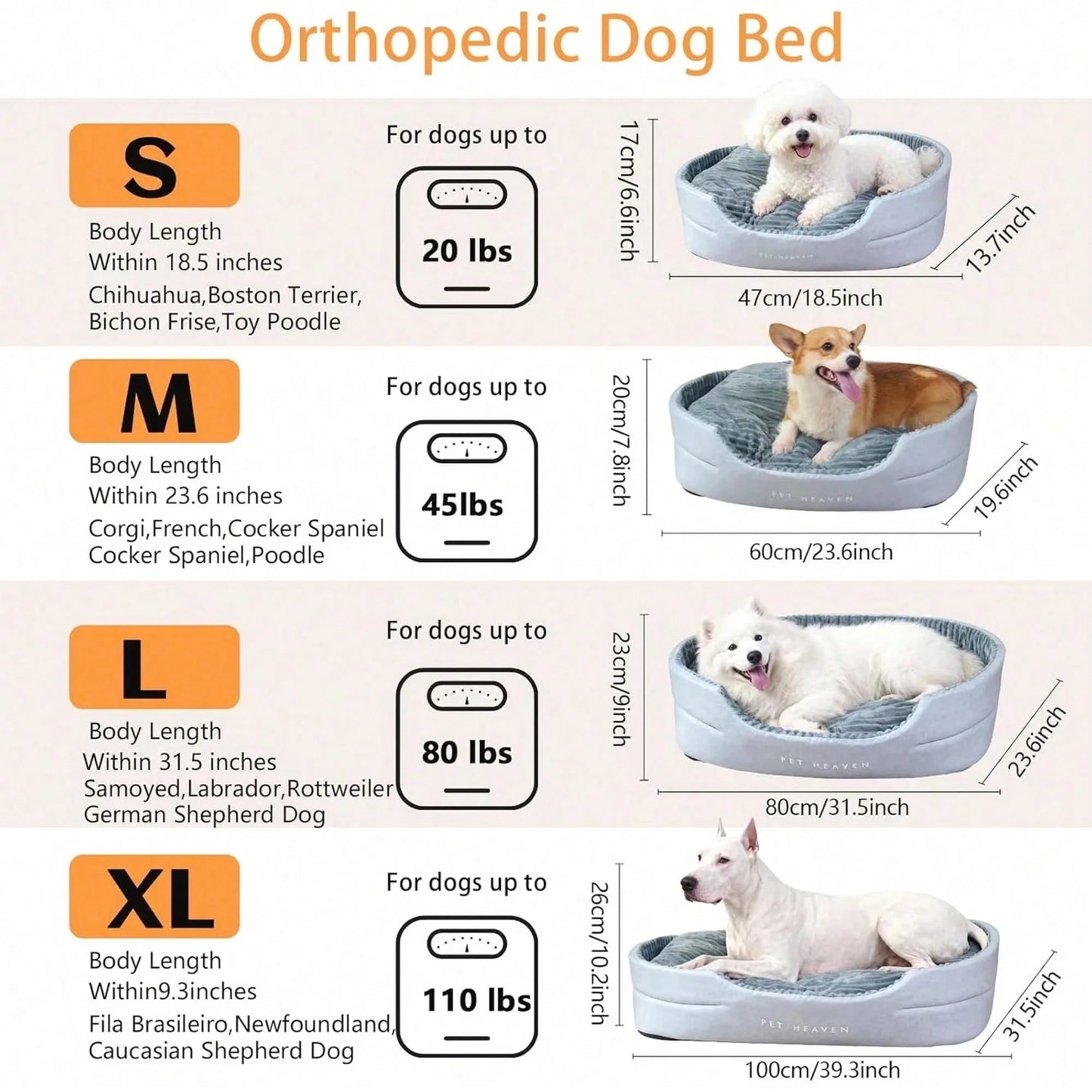 High-Cushion Pet Sofa Bed – Washable Non-Slip Bed for Cats and Small to Large Dogs