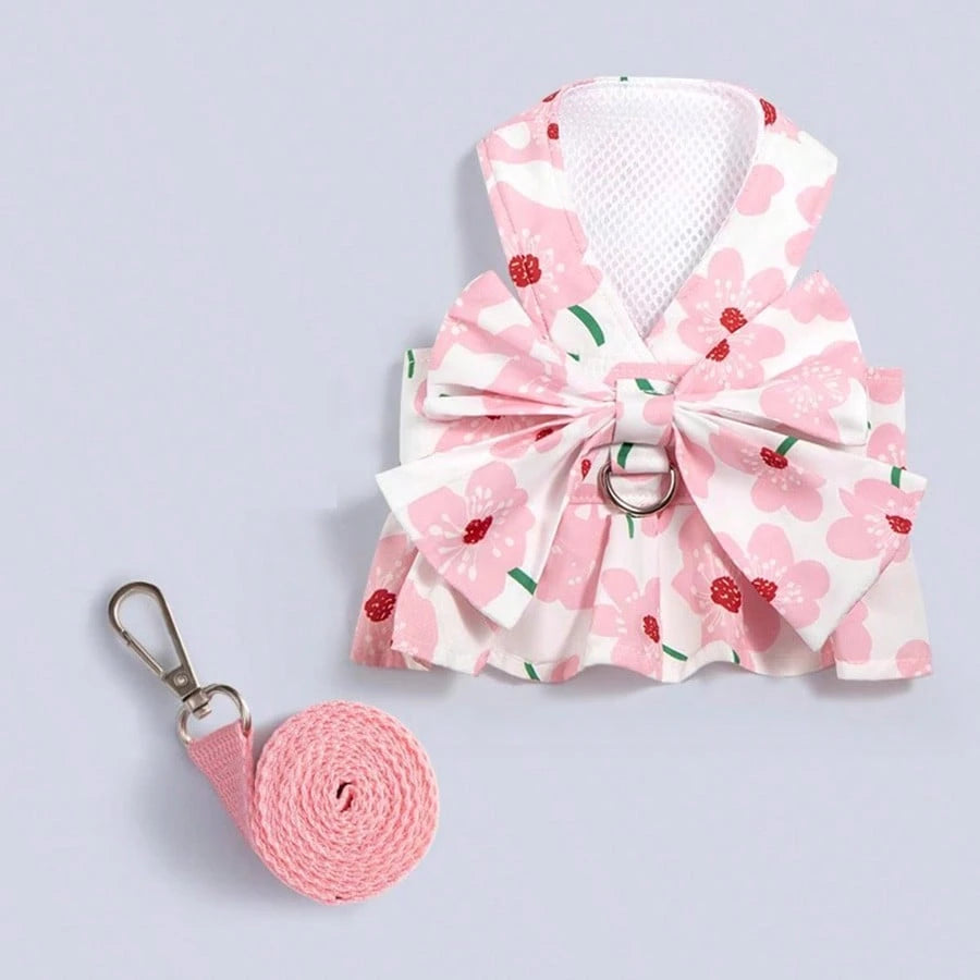 Princess Style Pet Dress with Leash – Cute Cat & Dog Walking Harness