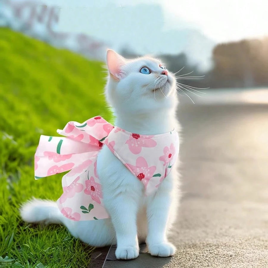 Princess Style Pet Dress with Leash – Cute Cat & Dog Walking Harness