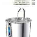 Stainless Steel Cat Water Fountain 2.2L Automatic Pet Water Dispenser (With 4 filters)