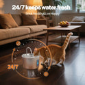 Stainless Steel Cat Water Fountain 2.2L Automatic Pet Water Dispenser (With 4 filters)
