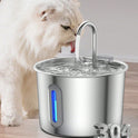 Stainless Steel Cat Water Fountain 2.2L Automatic Pet Water Dispenser (With 4 filters)