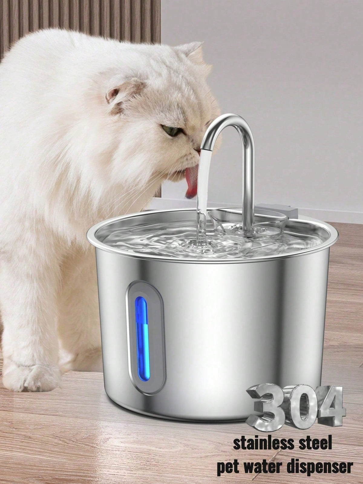 Stainless Steel Cat Water Fountain 2.2L Automatic Pet Water Dispenser (With 4 filters)