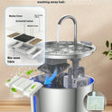 Stainless Steel Cat Water Fountain 2.2L Automatic Pet Water Dispenser (With 4 filters)