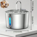 Stainless Steel Cat Water Fountain 2.2L Automatic Pet Water Dispenser (With 4 filters)
