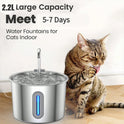 Stainless Steel Cat Water Fountain 2.2L Automatic Pet Water Dispenser (With 4 filters)