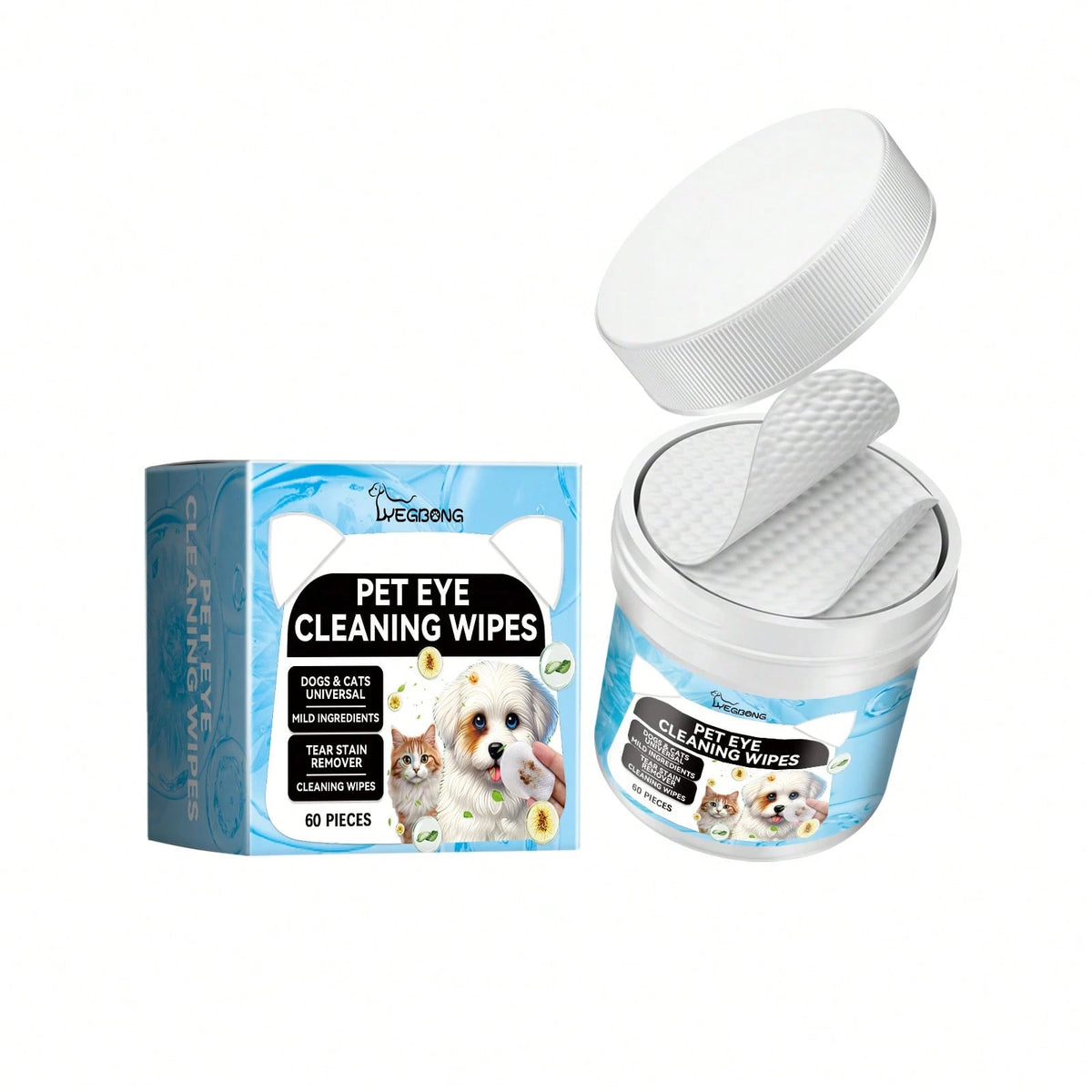 Pet Eye Cleaning Wipes for Cats & Dogs | Tear Stain Remover