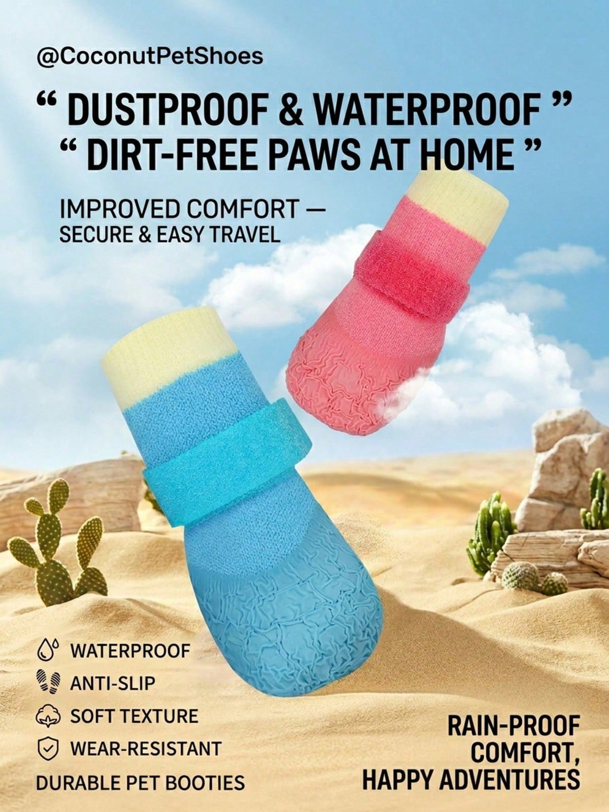 Dog Rain Boots – Waterproof Non-Slip Paw Protection Shoes | 2 Pairs